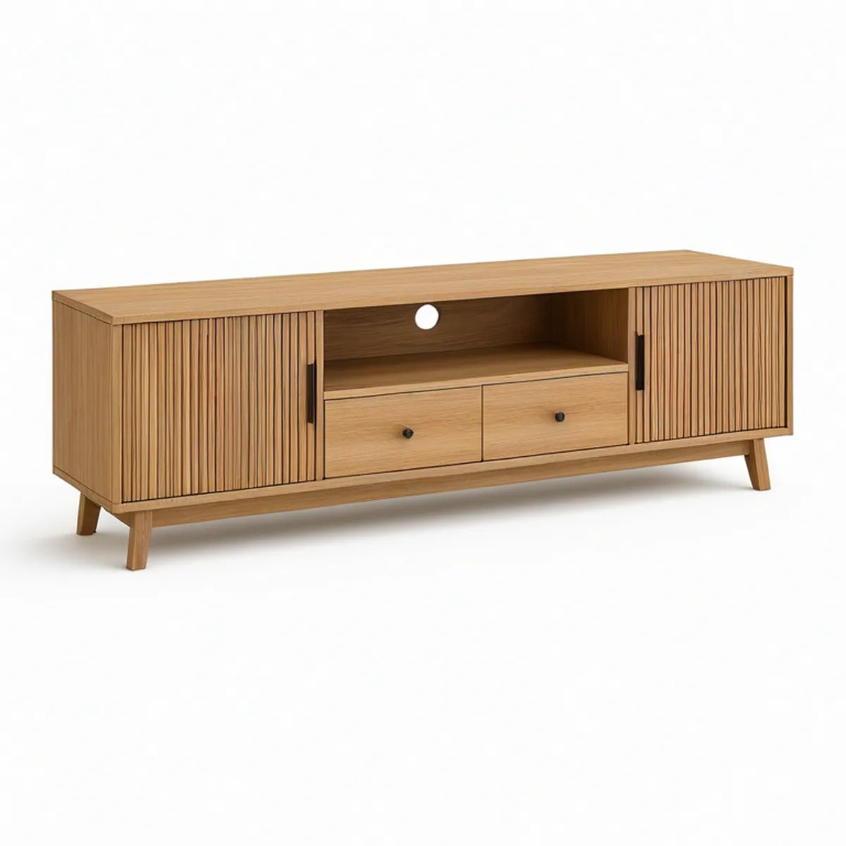 TV stolek 160 × 40 × 55 cm z MDF s dubovou dýhou, přírodní dubová