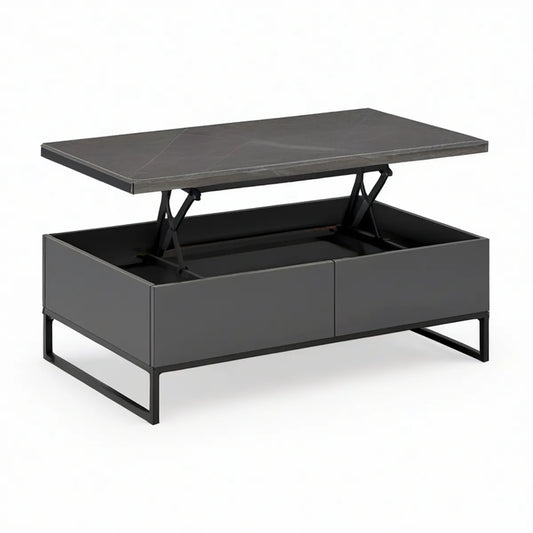Antracitový konferenční stolek s výklopnou deskou, MDF a ocel, 100 × 50 × 45 cm