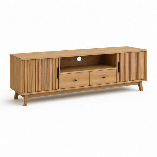 TV stolek 160 × 40 × 55 cm z MDF s dubovou dýhou, přírodní dubová